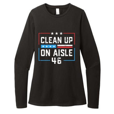 Trump 2024 Back America Clean Up On Aisle 46 Anti Joe Biden Womens CVC Long Sleeve Shirt