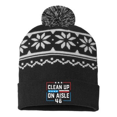 Trump 2024 Back America Clean Up On Aisle 46 Anti Joe Biden USA-Made Snowflake Beanie