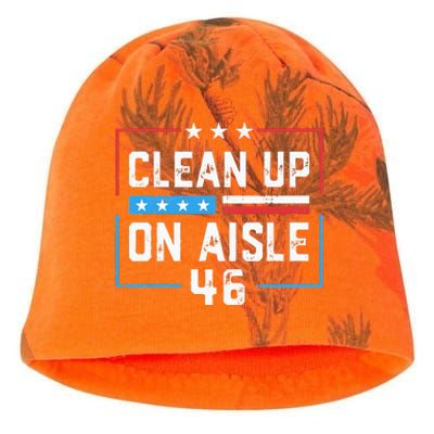 Trump 2024 Back America Clean Up On Aisle 46 Anti Joe Biden Kati - Camo Knit Beanie