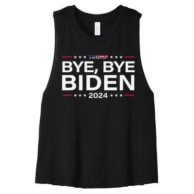 Trump 2024 Bye Bye Biden Dropped Out Election Funny Women's Racerback Cropped Tank