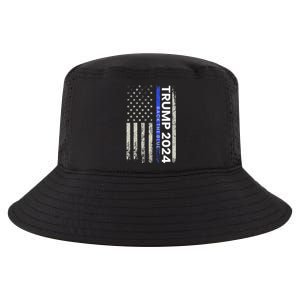 Trump 2024 Back The Blue Thin Blue Line Police American Flag Cool Comfort Performance Bucket Hat