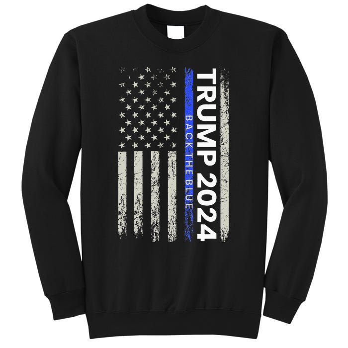 Trump 2024 Back The Blue Thin Blue Line Police American Flag Sweatshirt