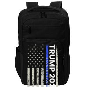 Trump 2024 Back The Blue Thin Blue Line Police American Flag Impact Tech Backpack