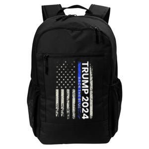 Trump 2024 Back The Blue Thin Blue Line Police American Flag Daily Commute Backpack