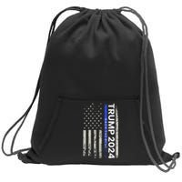 Trump 2024 Back The Blue Thin Blue Line Police American Flag Sweatshirt Cinch Pack Bag