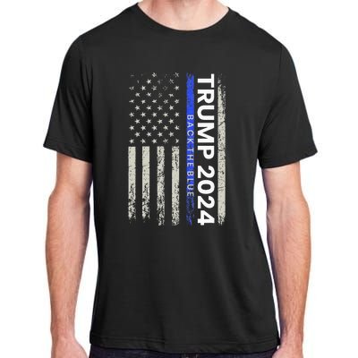 Trump 2024 Back The Blue Thin Blue Line Police American Flag Adult ChromaSoft Performance T-Shirt