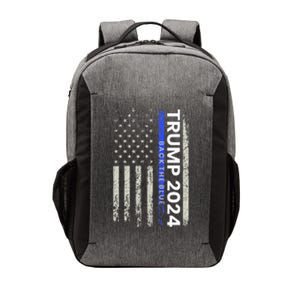 Trump 2024 Back The Blue Thin Blue Line Police American Flag Vector Backpack