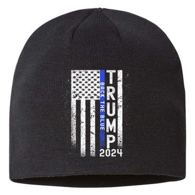 Trump 2024 Back The Blue American Flag Blue Line Sustainable Beanie