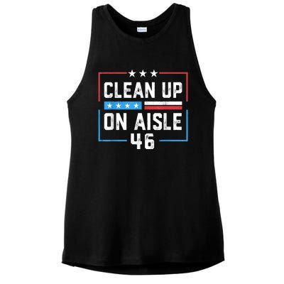 Trump 2024 Back America Clean Up On Aisle 46 Anti Joe Biden Ladies PosiCharge Tri-Blend Wicking Tank