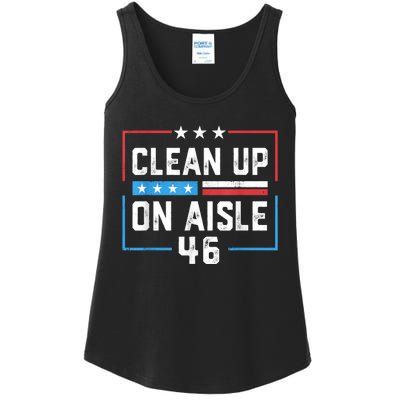 Trump 2024 Back America Clean Up On Aisle 46 Anti Joe Biden Ladies Essential Tank