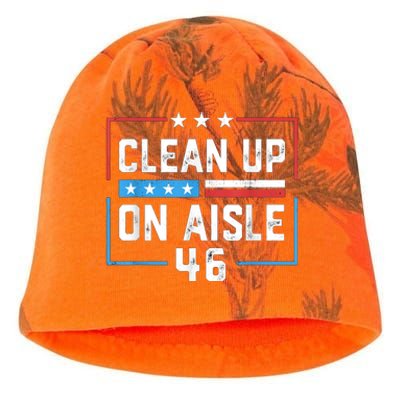 Trump 2024 Back America Clean Up On Aisle 46 Anti Joe Biden Kati - Camo Knit Beanie