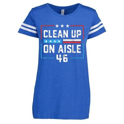 Trump 2024 Back America Clean Up On Aisle 46 Anti Joe Biden Enza Ladies Jersey Football T-Shirt