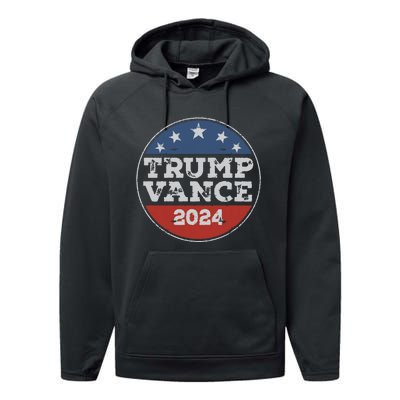 Trump 2024 Button Election For Republicans Trump Vance 2024 Performance Fleece Hoodie