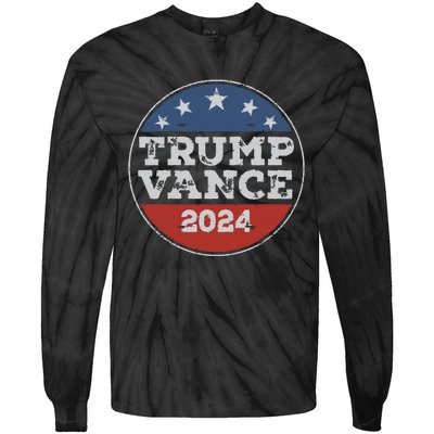 Trump 2024 Button Election For Republicans Trump Vance 2024 Tie-Dye Long Sleeve Shirt