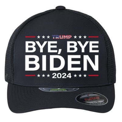 Trump 2024 Bye Bye Biden Dropped Out Election Funny Flexfit Unipanel Trucker Cap