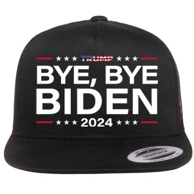 Trump 2024 Bye Bye Biden Dropped Out Election Funny Flat Bill Trucker Hat