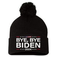 Trump 2024 Bye Bye Biden Dropped Out Election Funny Pom Pom 12in Knit Beanie