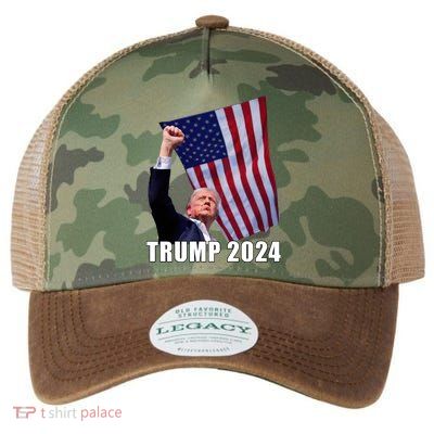 Trump 2024 Bullet Flag Fist Election Legacy Tie Dye Trucker Hat