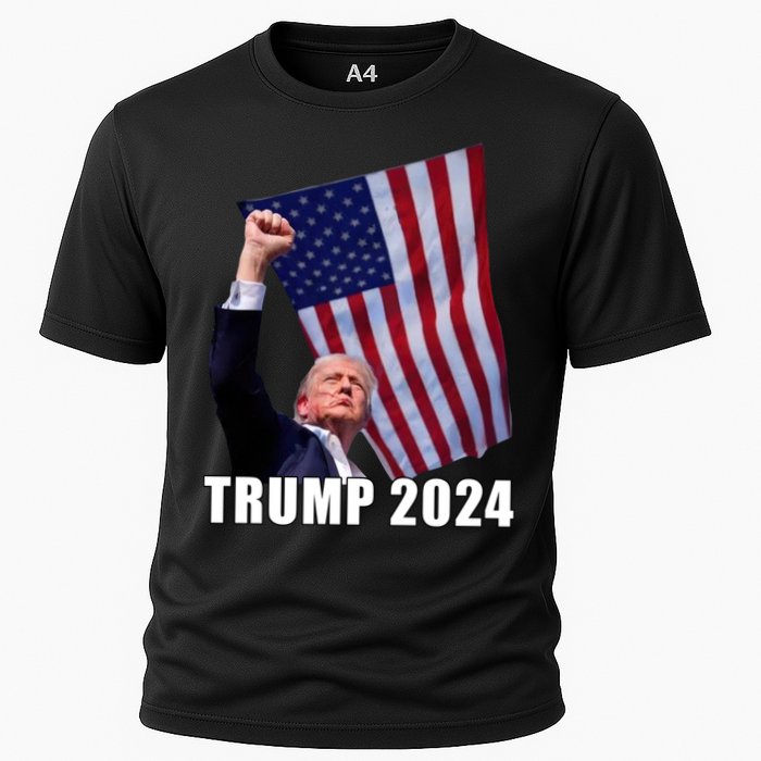Trump 2024 Bullet Flag Fist Election Cooling Performance Crew T-Shirt