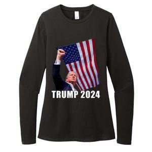 Trump 2024 Bullet Flag Fist Election Womens CVC Long Sleeve Shirt