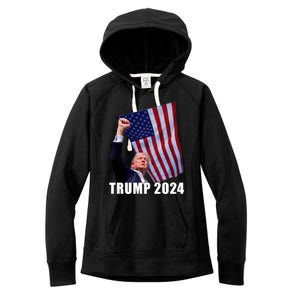 Trump 2024 Bullet Flag Fist Election Women's Fleece Hoodie