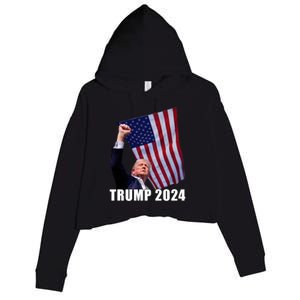 Trump 2024 Bullet Flag Fist Election Crop Fleece Hoodie