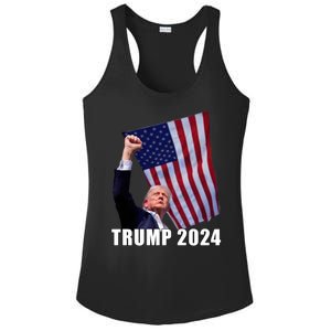 Trump 2024 Bullet Flag Fist Election Ladies PosiCharge Competitor Racerback Tank