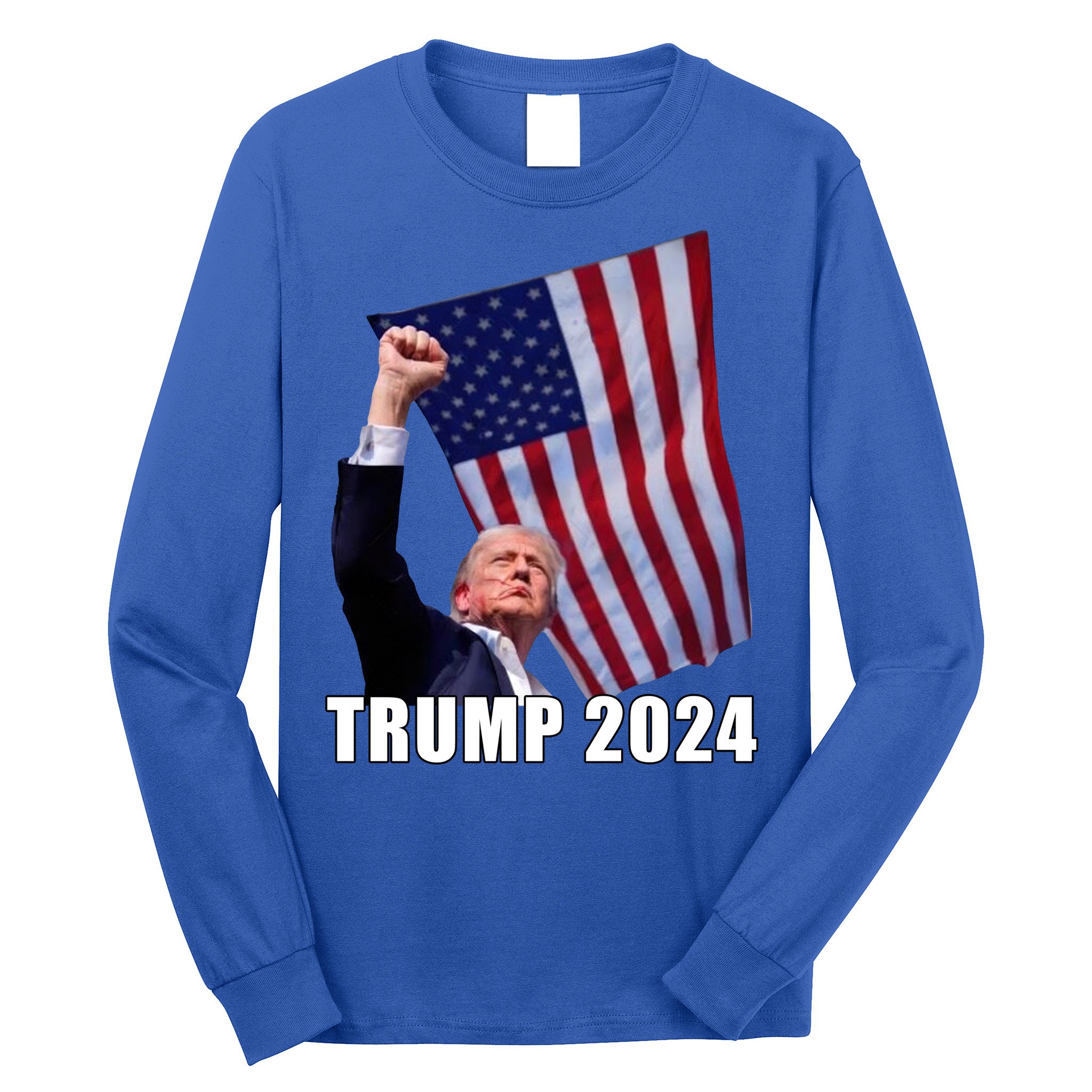 Trump 2024 Bullet Flag Fist Election Long Sleeve Shirt