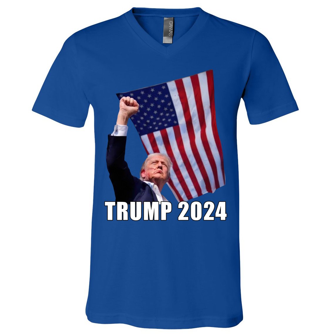 Trump 2024 Bullet Flag Fist Election V-Neck T-Shirt