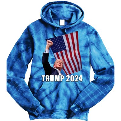 Trump 2024 Bullet Flag Fist Election Tie Dye Hoodie