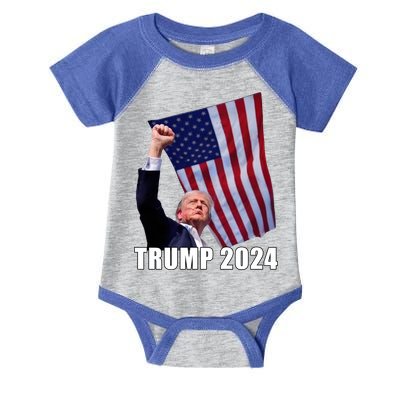Trump 2024 Bullet Flag Fist Election Infant Baby Jersey Bodysuit