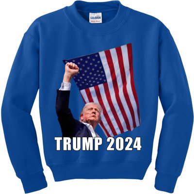 Trump 2024 Bullet Flag Fist Election Kids Sweatshirt