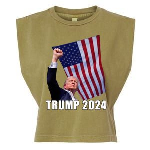 Trump 2024 Bullet Flag Fist Election Garment-Dyed Women's Muscle Tee