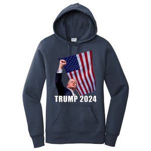 Trump 2024 Bullet Flag Fist Election Women's Pullover Hoodie