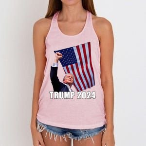 Trump 2024 Bullet Flag Fist Election Women's Knotted Racerback Tank