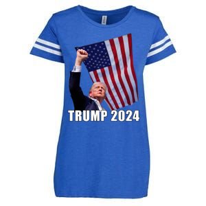 Trump 2024 Bullet Flag Fist Election Enza Ladies Jersey Football T-Shirt