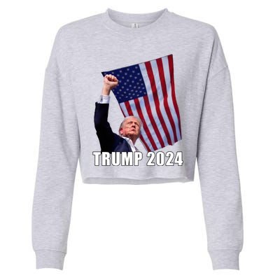 Trump 2024 Bullet Flag Fist Election Cropped Pullover Crew