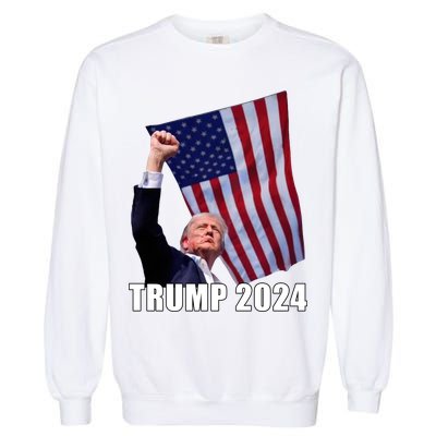Trump 2024 Bullet Flag Fist Election Garment-Dyed Sweatshirt