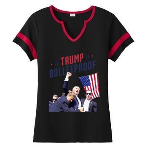 Trump 2024 Bulletproof Shooting Rally Ladies Halftime Notch Neck Tee