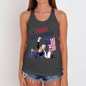 Trump 2024 Bulletproof Shooting Rally Women's Knotted Racerback Tank