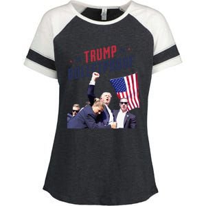 Trump 2024 Bulletproof Shooting Rally Enza Ladies Jersey Colorblock Tee