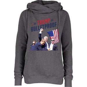 Trump 2024 Bulletproof Shooting Rally Womens Funnel Neck Pullover Hood