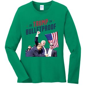 Trump 2024 Bulletproof Shooting Rally Ladies Long Sleeve Shirt