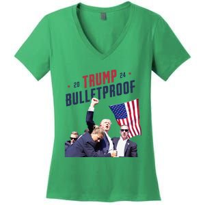 Trump 2024 Bulletproof Shooting Rally Women's V-Neck T-Shirt