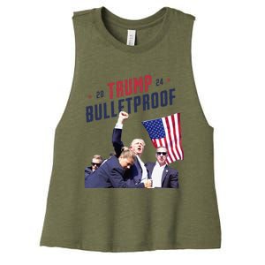 Trump 2024 Bulletproof Shooting Rally Women's Racerback Cropped Tank