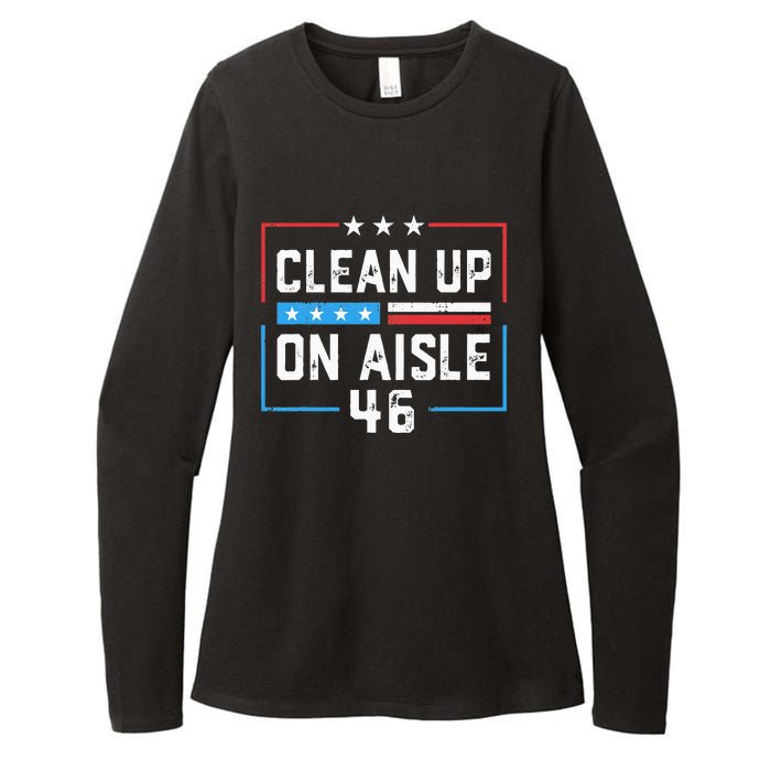 Trump 2024 Back America Clean Up On Aisle 46 Anti Joe Biden Womens CVC Long Sleeve Shirt