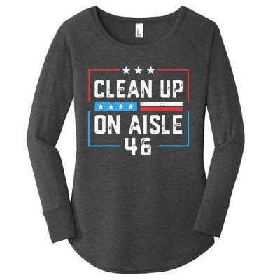 Trump 2024 Back America Clean Up On Aisle 46 Anti Joe Biden Women's Perfect Tri Tunic Long Sleeve Shirt