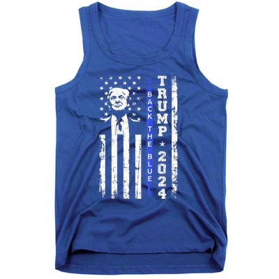 Trump 2024 Back The Blue Thin Blue Line Usa Flag Tank Top