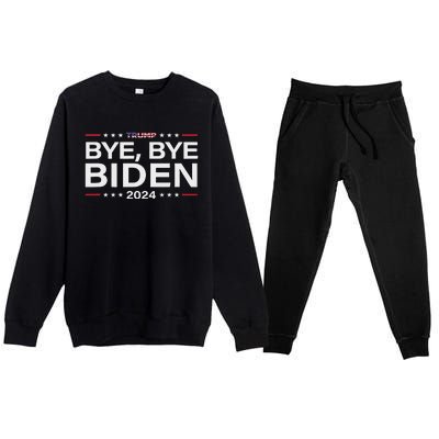 Trump 2024 Bye Bye Biden Dropped Out Election Funny Premium Crewneck Sweatsuit Set