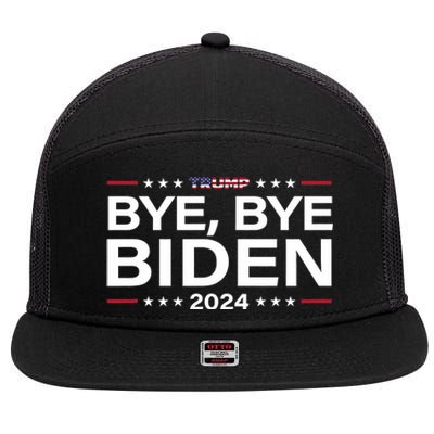 Trump 2024 Bye Bye Biden Dropped Out Election Funny 7 Panel Mesh Trucker Snapback Hat